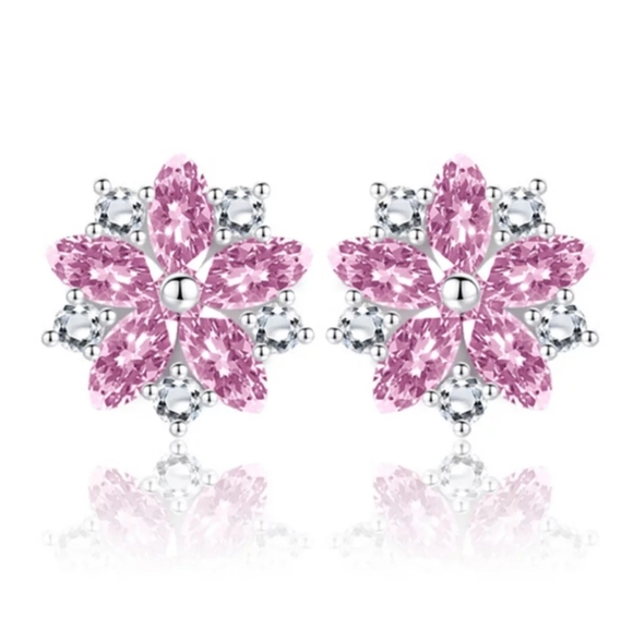 Jewelry - Cherry Blossom Pink Rhinestone Stud Earrings